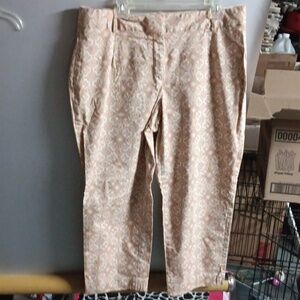 Elegant Tan Patterned Women's Pants